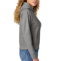 New Era Women's Comeback Fleece Pullover Hoodie, Dark Heather Grey, Right Sleeve view
