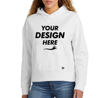 New Era Women's Comeback Fleece Pullover Hoodie, White, Front view, Mockup