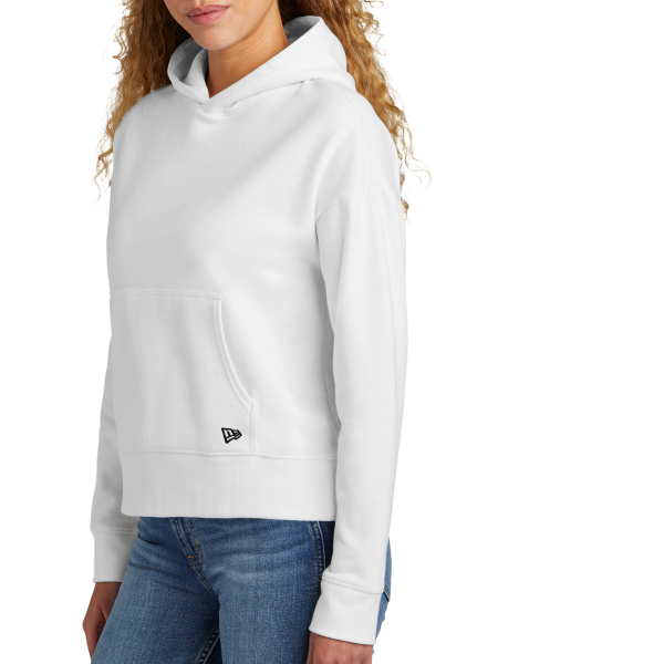 New Era Women's Comeback Fleece Pullover Hoodie, White, Left Sleeve view