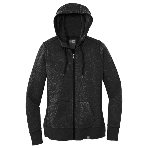 New Era Women's French Terry Full Zip Hoodie, Black, Front view