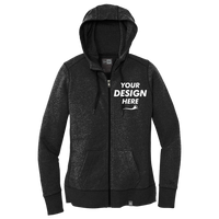 New Era Women's French Terry Full Zip Hoodie, Black, Front view, Mockup