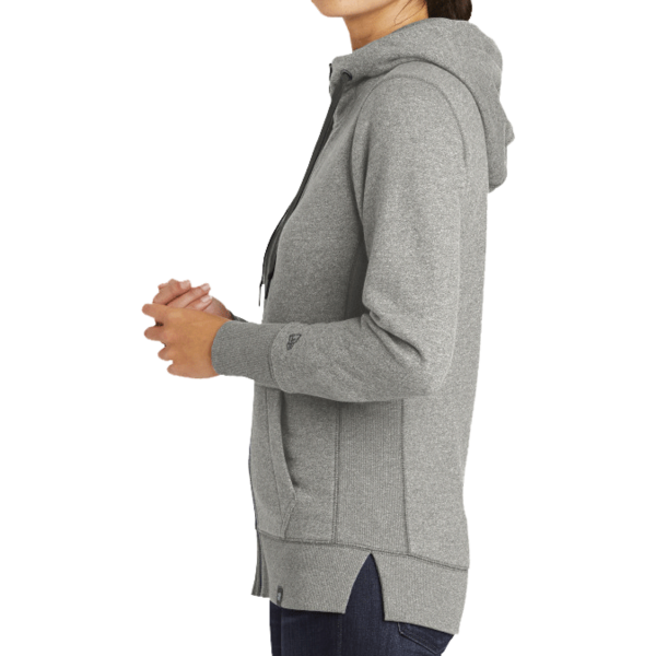 New Era Women's French Terry Full Zip Hoodie, Light Graphite Twist, Left Sleeve view