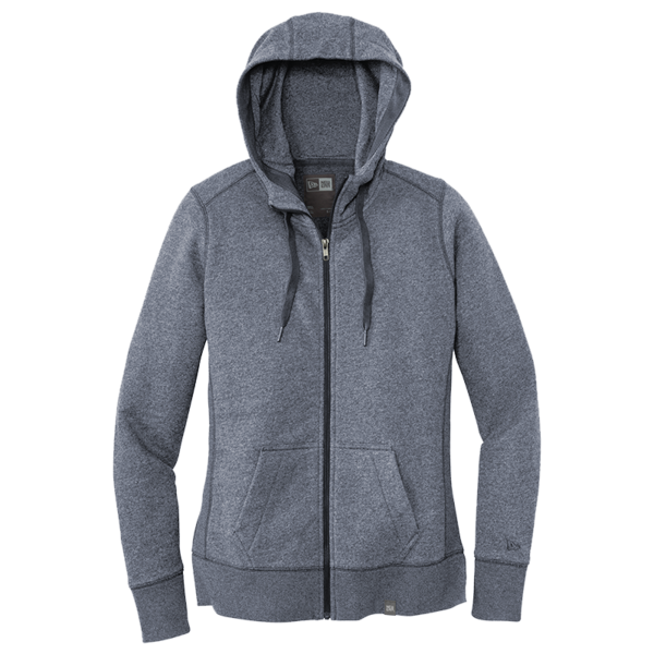 New Era Women's French Terry Full Zip Hoodie, True Navy Twist, Front view