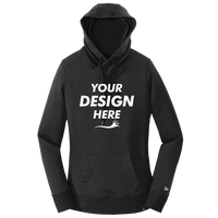 New Era Women's French Terry Pullover Hoodie, Black, Front view, Mockup