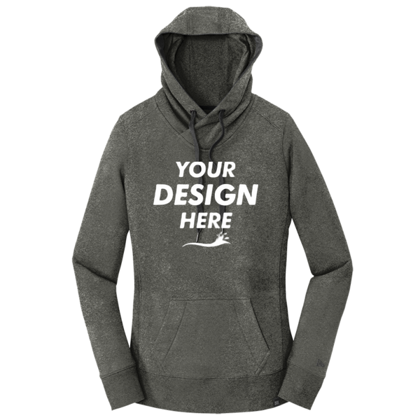 New Era Women's French Terry Pullover Hoodie, Black Twist, Front view, Mockup