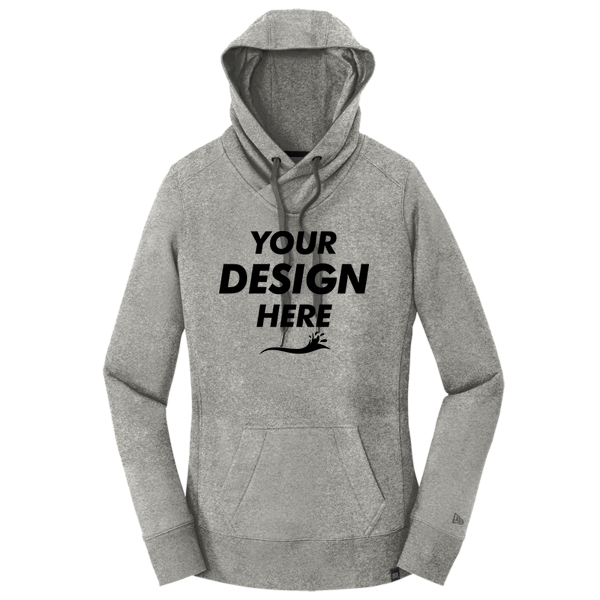 New Era Women's French Terry Pullover Hoodie, Light Graphite Twist, Front view, Mockup