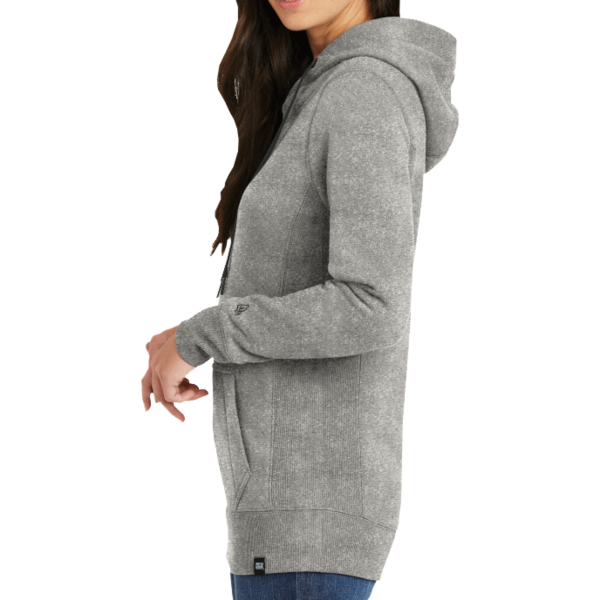 New Era Women's French Terry Pullover Hoodie, Light Graphite Twist, Left Sleeve view