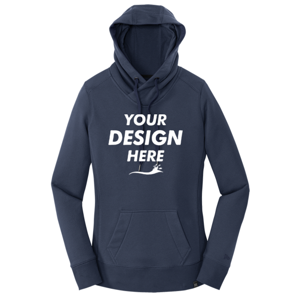 New Era Women's French Terry Pullover Hoodie, True Navy, Front view, Mockup