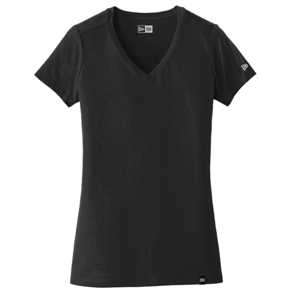 New Era Women's Heritage Blend V Neck Tee, Black, Front view