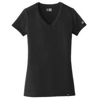 New Era Women's Heritage Blend V Neck Tee, Black, Front view