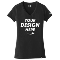 New Era Women's Heritage Blend V Neck Tee, Black, Front view, Mockup