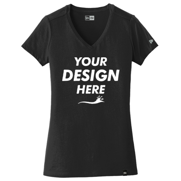 New Era Women's Heritage Blend V Neck Tee, Black, Front view, Mockup