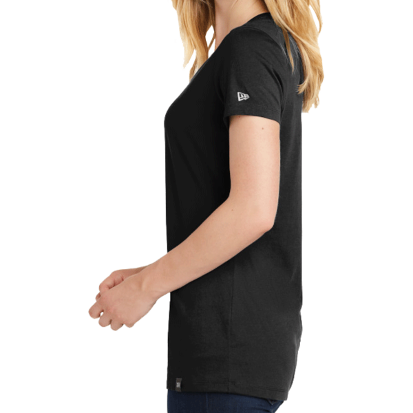 New Era Women's Heritage Blend V Neck Tee, Black, Left Sleeve view