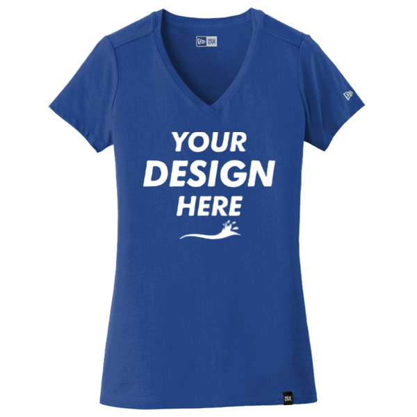 New Era Women's Heritage Blend V Neck Tee, Royal, Front view, Mockup