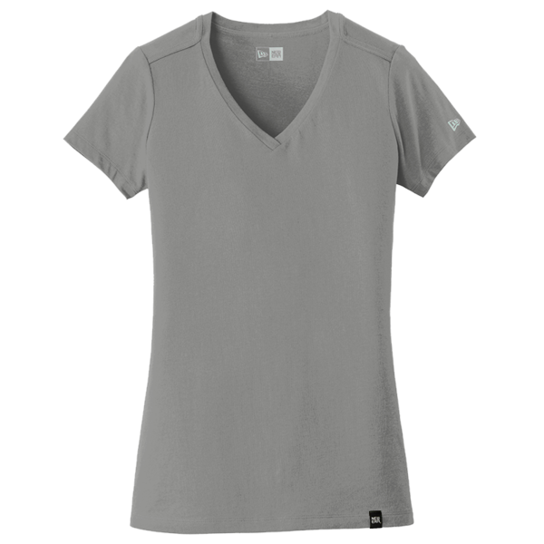 New Era Women's Heritage Blend V Neck Tee, Shadow Grey Heather, Front view