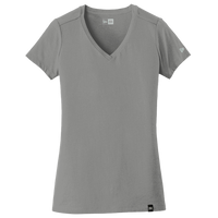 New Era Women's Heritage Blend V Neck Tee, Shadow Grey Heather, Front view
