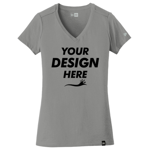 New Era Women's Heritage Blend V Neck Tee, Shadow Grey Heather, Front view, Mockup