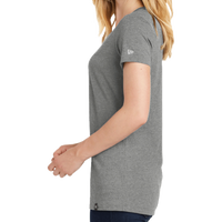 New Era Women's Heritage Blend V Neck Tee, Shadow Grey Heather, Left Sleeve view