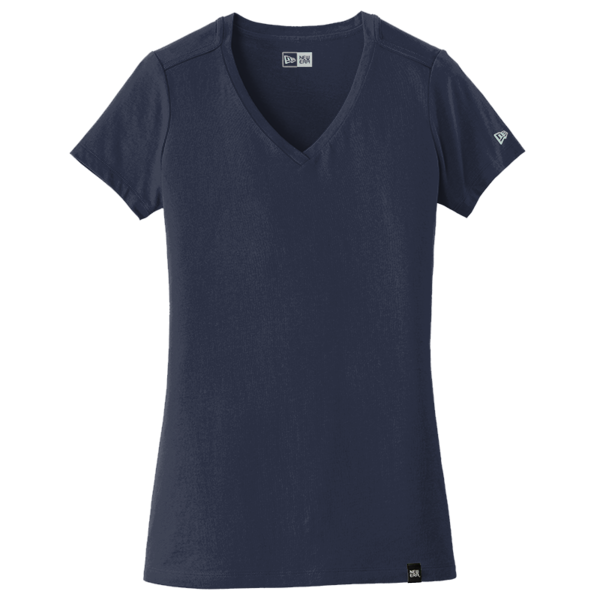 New Era Women's Heritage Blend V Neck Tee, True Navy, Front view