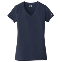 New Era Women's Heritage Blend V Neck Tee, True Navy, Front view