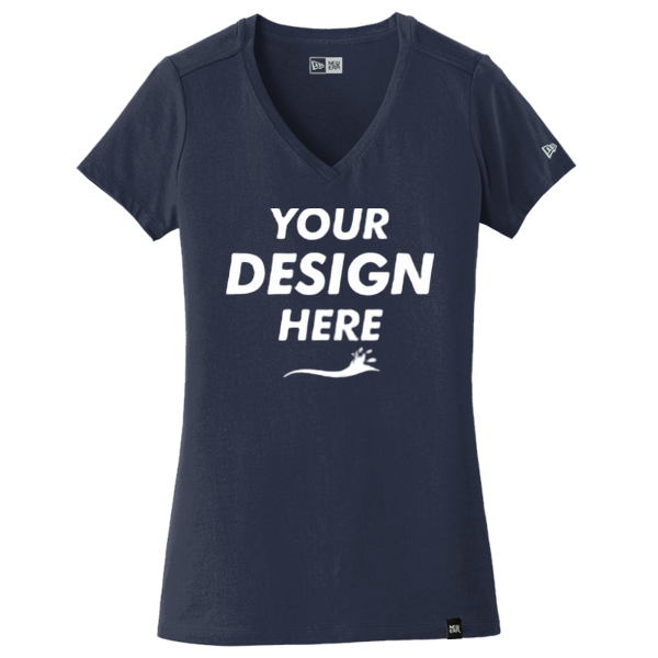 New Era Women's Heritage Blend V Neck Tee, True Navy, Front view, Mockup