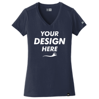New Era Women's Heritage Blend V Neck Tee, True Navy, Front view, Mockup