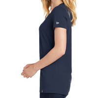 New Era Women's Heritage Blend V Neck Tee, True Navy, Left Sleeve view