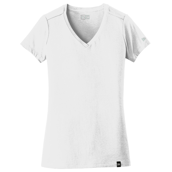 New Era Women's Heritage Blend V Neck Tee, White, Front view