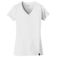 New Era Women's Heritage Blend V Neck Tee, White, Front view