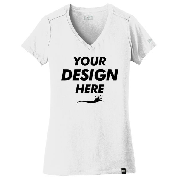 New Era Women's Heritage Blend V Neck Tee, White, Front view, Mockup