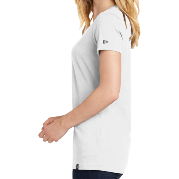 New Era Women's Heritage Blend V Neck Tee, White, Left Sleeve view
