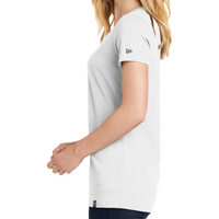 New Era Women's Heritage Blend V Neck Tee, White, Left Sleeve view