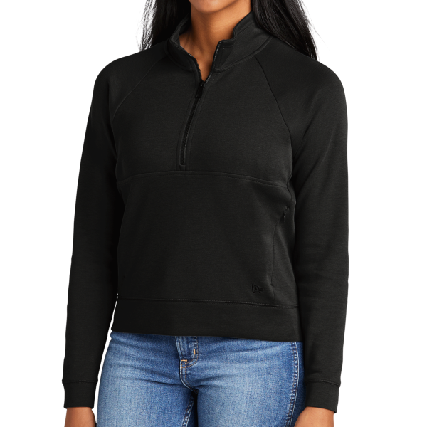 New Era Women's STS 1/2 Zip, Black, Front view