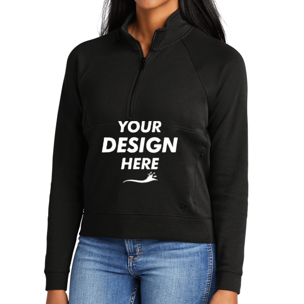 New Era Women's STS 1/2 Zip, Black, Front view, Mockup