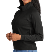 New Era Women's STS 1/2 Zip, Black, Left Sleeve view