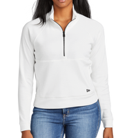 New Era Women's STS 1/2 Zip, Fan White, Front view