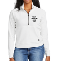 New Era Women's STS 1/2 Zip, Fan White, Front view, Mockup