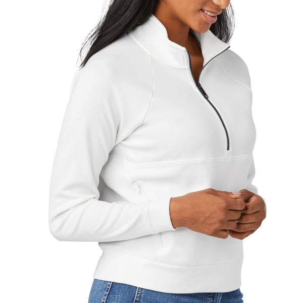 New Era Women's STS 1/2 Zip, Fan White, Right Sleeve view