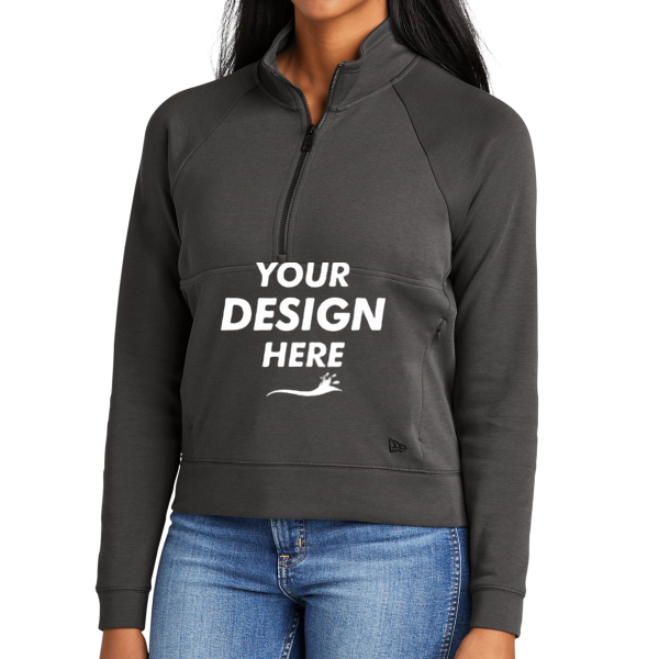 New Era Women's STS 1/2 Zip, Graphite, Front view, Mockup