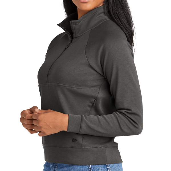 New Era Women's STS 1/2 Zip, Graphite, Left Sleeve view