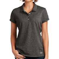 New Era Women's Slub Twist Polo, Black Twist, Front view