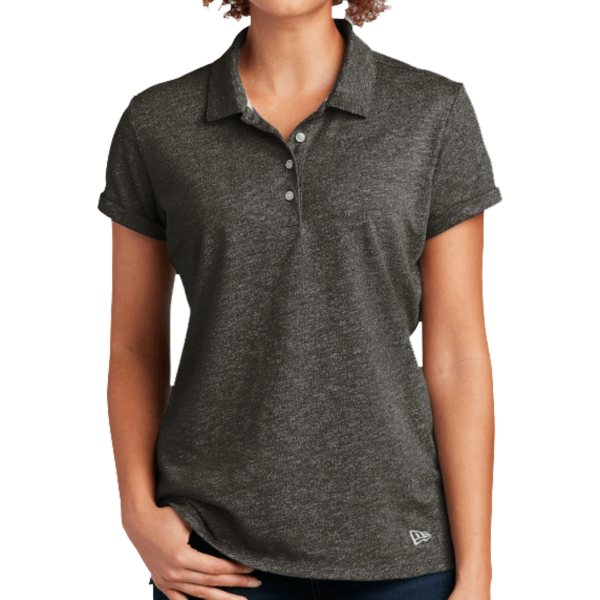 New Era Women's Slub Twist Polo, Black Twist, Front view