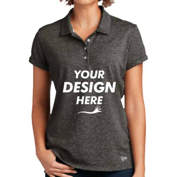 New Era Women's Slub Twist Polo, Black Twist, Front view, Mockup