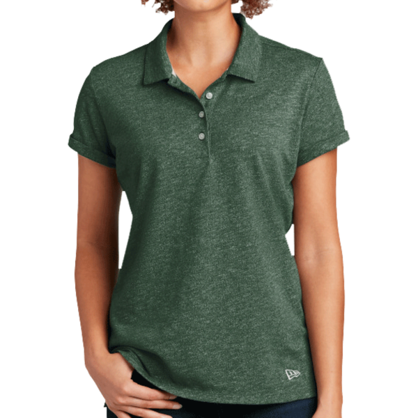 New Era Women's Slub Twist Polo, Dark Green Twist, Front view