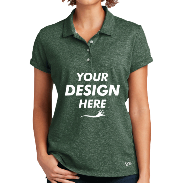 New Era Women's Slub Twist Polo, Dark Green Twist, Front view, Mockup