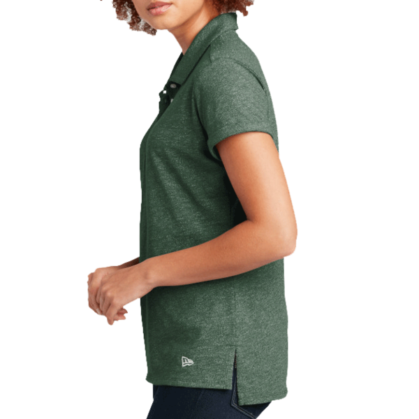 New Era Women's Slub Twist Polo, Dark Green Twist, Left Sleeve view