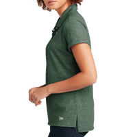 New Era Women's Slub Twist Polo, Dark Green Twist, Left Sleeve view