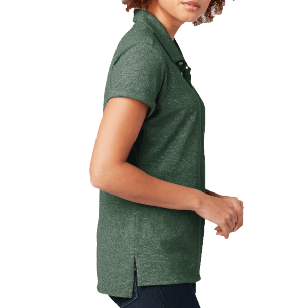 New Era Women's Slub Twist Polo, Dark Green Twist, Right Sleeve view