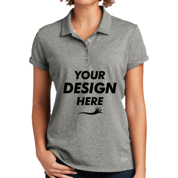 New Era Women's Slub Twist Polo, Shadow Grey Twist, Front view, Mockup