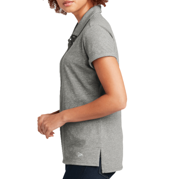 New Era Women's Slub Twist Polo, Shadow Grey Twist, Left Sleeve view